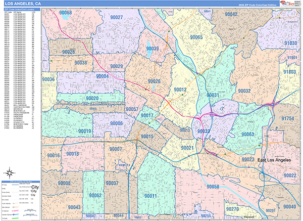 Los Angeles Map Color Cast Style